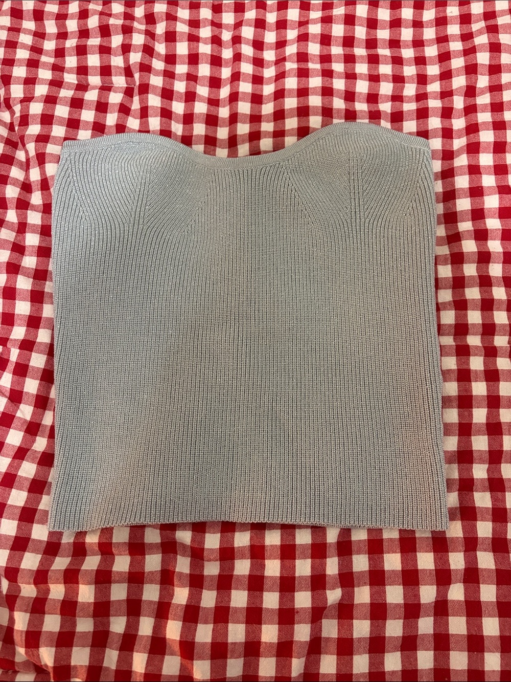Crescent Ribbed Knit Top in Light Gray